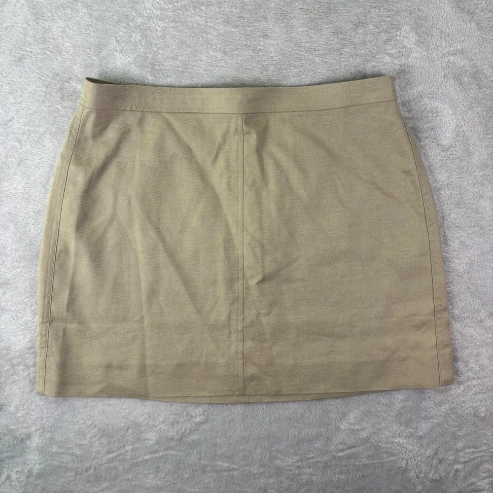 NWT J.Crew Women's Khaki Linen Blend Skirt‎ Size 10 Back Zip Office Casual Lined